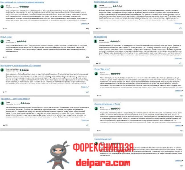Рисунок 3. Комментарии вкладчиков Газпромбанк – об ИИС, обслуживании, вкладах и пр.
